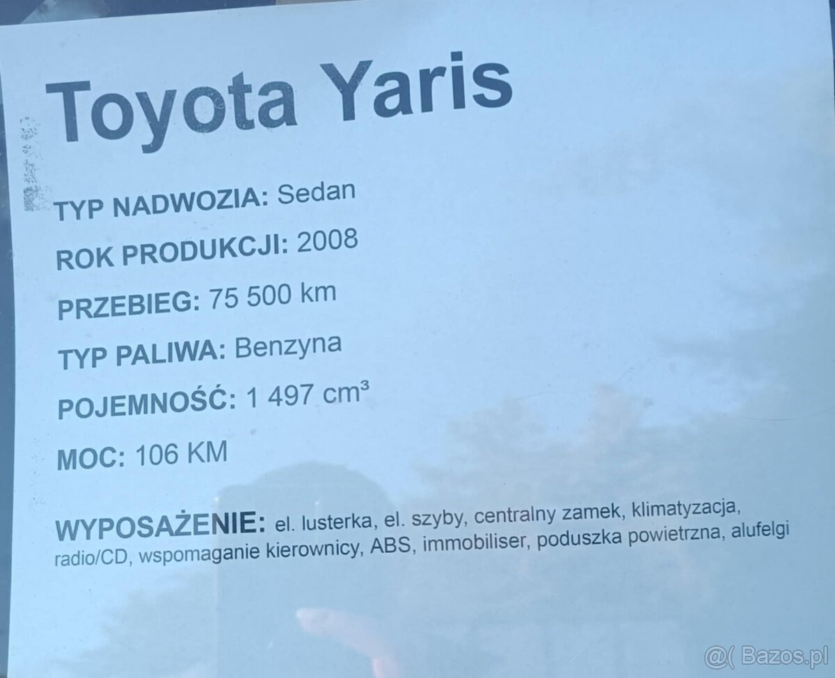 Sprzedam Toyotę Yaris Sedan