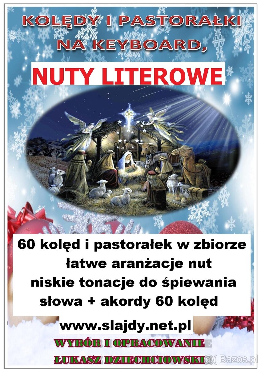 Nuty literowe kolędy, łatwe, niskie tonacje, 60 kolęd