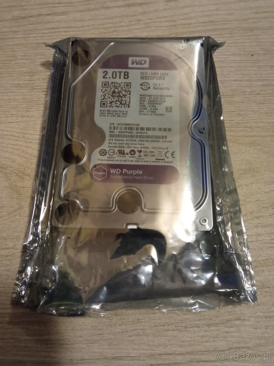 Dysk  WD20PURX 2TB , dysk sprawny bez, wad ukrytych , wyjęty