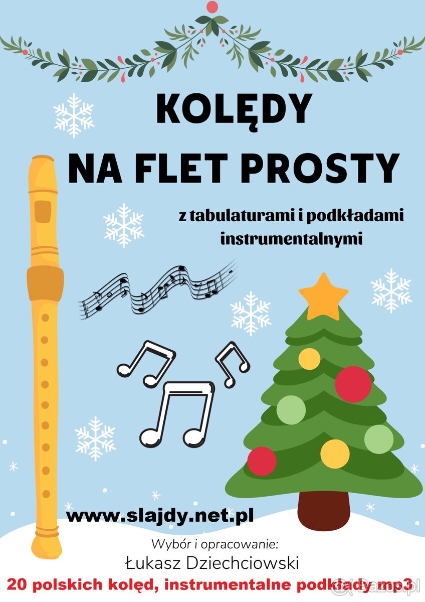 Kolędy na flet prosty - nuty, tabulatura, mp3, 20 kolęd nowe