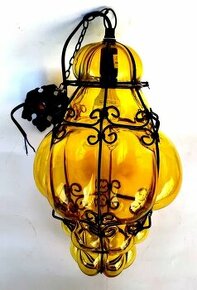 Piękna wisząca, wenecka lampa Murano.