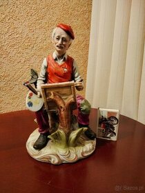 Włoska porcelana sygnowana Merlini Figura Malarz obrazów - 1