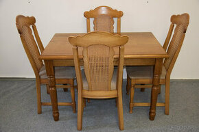 stół dębowy rozkładany i 4 krzesla