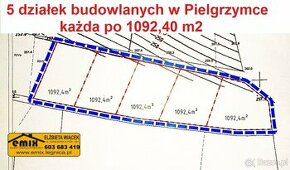 5 działek budowlanych, po 1092 m2 każda, Pielgrzymka - 1