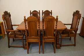 stół rozkładany i sześć krzeseł - meble gdańskie