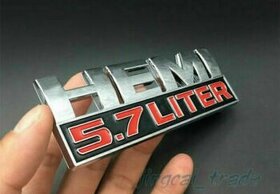 Dodge RAM, emblem 2 szt, napis 5,7 litra HEMI - chrom - 1