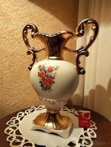 Wazon ,duży pozłacany włoska porcelana sygnowany -TAnio - 2