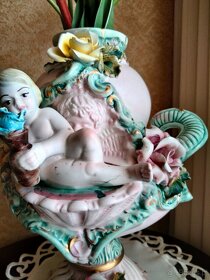 Włoska porcelana Putto duży wazon - złocony - 4