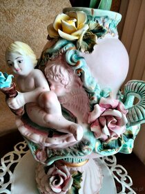 Włoska porcelana Putto duży wazon - złocony - 7